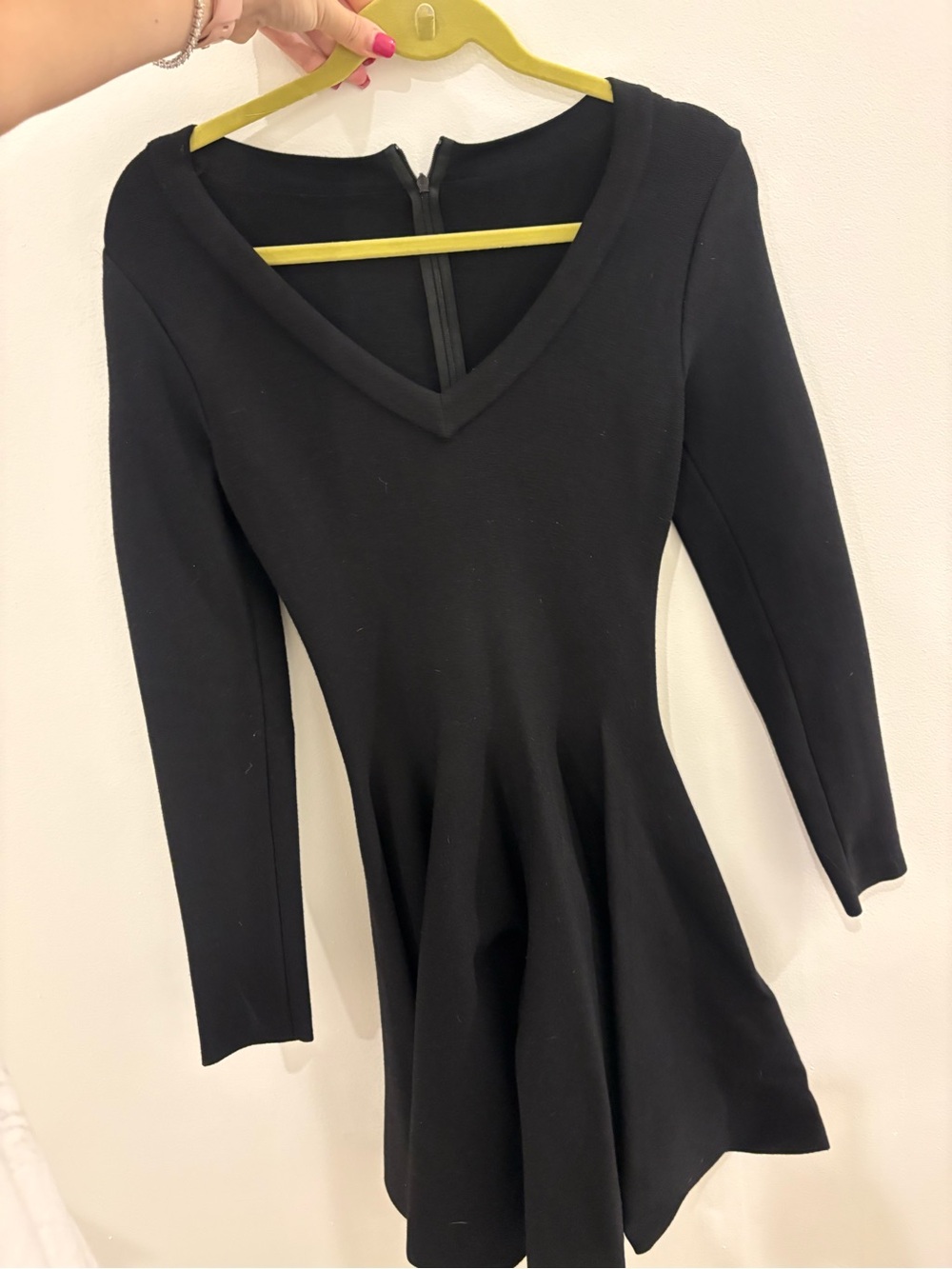 Alaïa Black V-Neck Long-Sleeve Fit-and-Flare Dress
